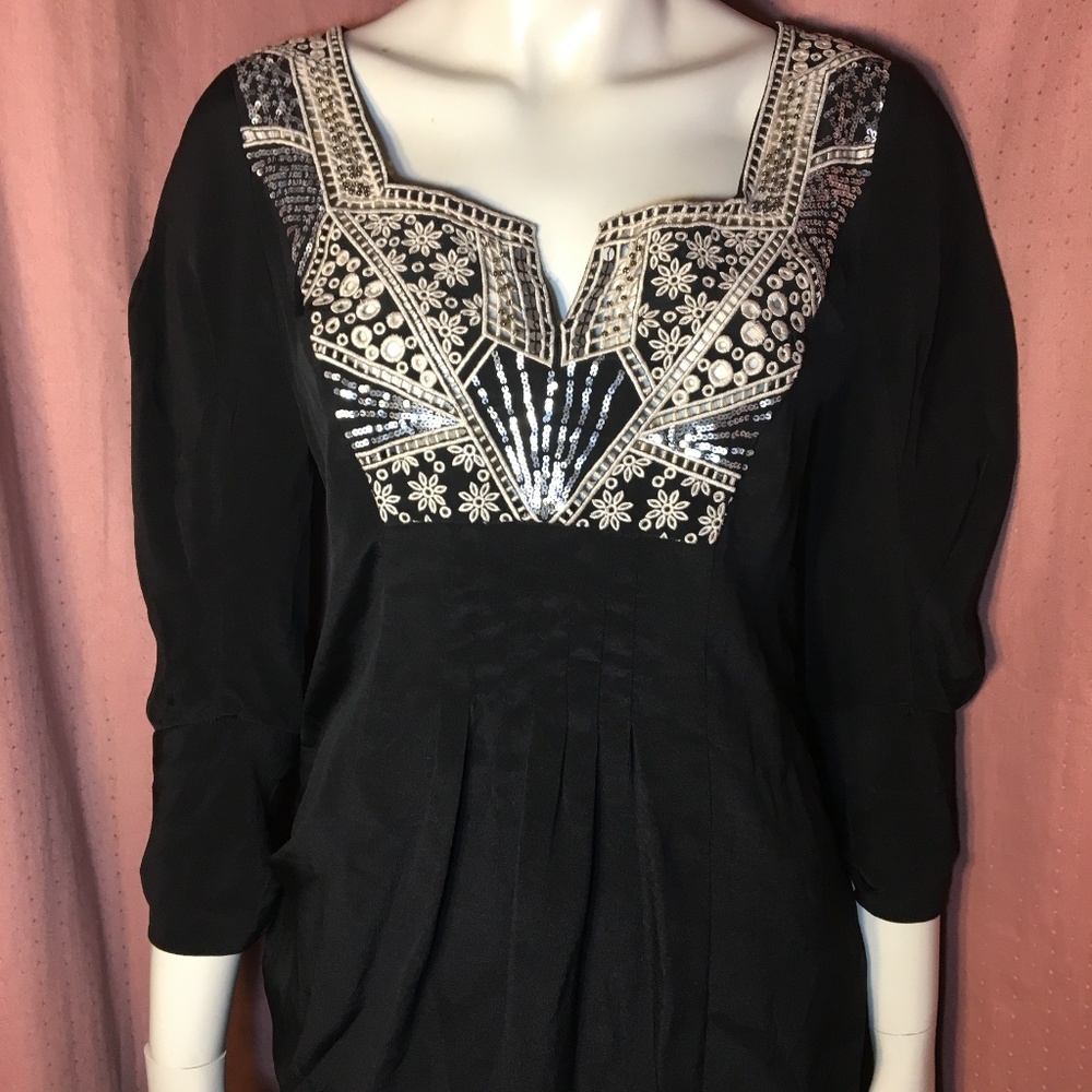 Nanette Lepore Silk Sequin Boho 30s Top